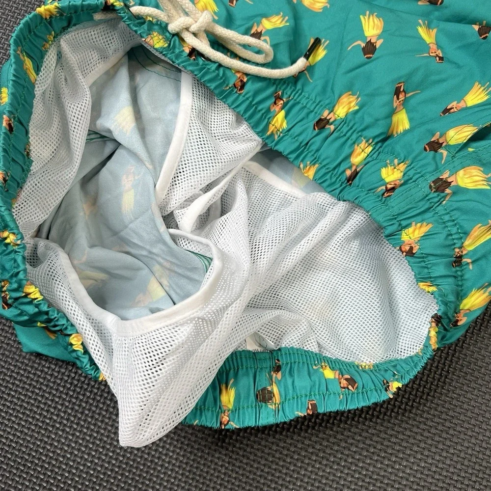 Two Left Feet Swim Trunks Men's XL‎ Floral Hawaiian Hula Dancer Swim Shorts